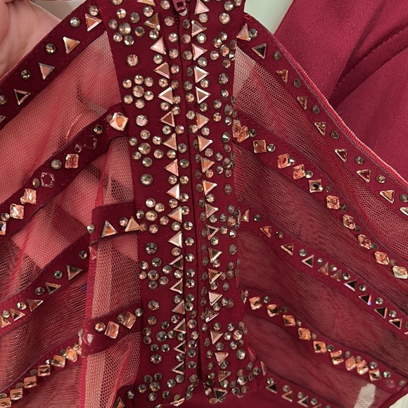 ELLIE WILDE BY MON CHERI💫Burgundy Twilight Prom & Pageants 2 Piece Set EW118050 - Picture 8 of 16